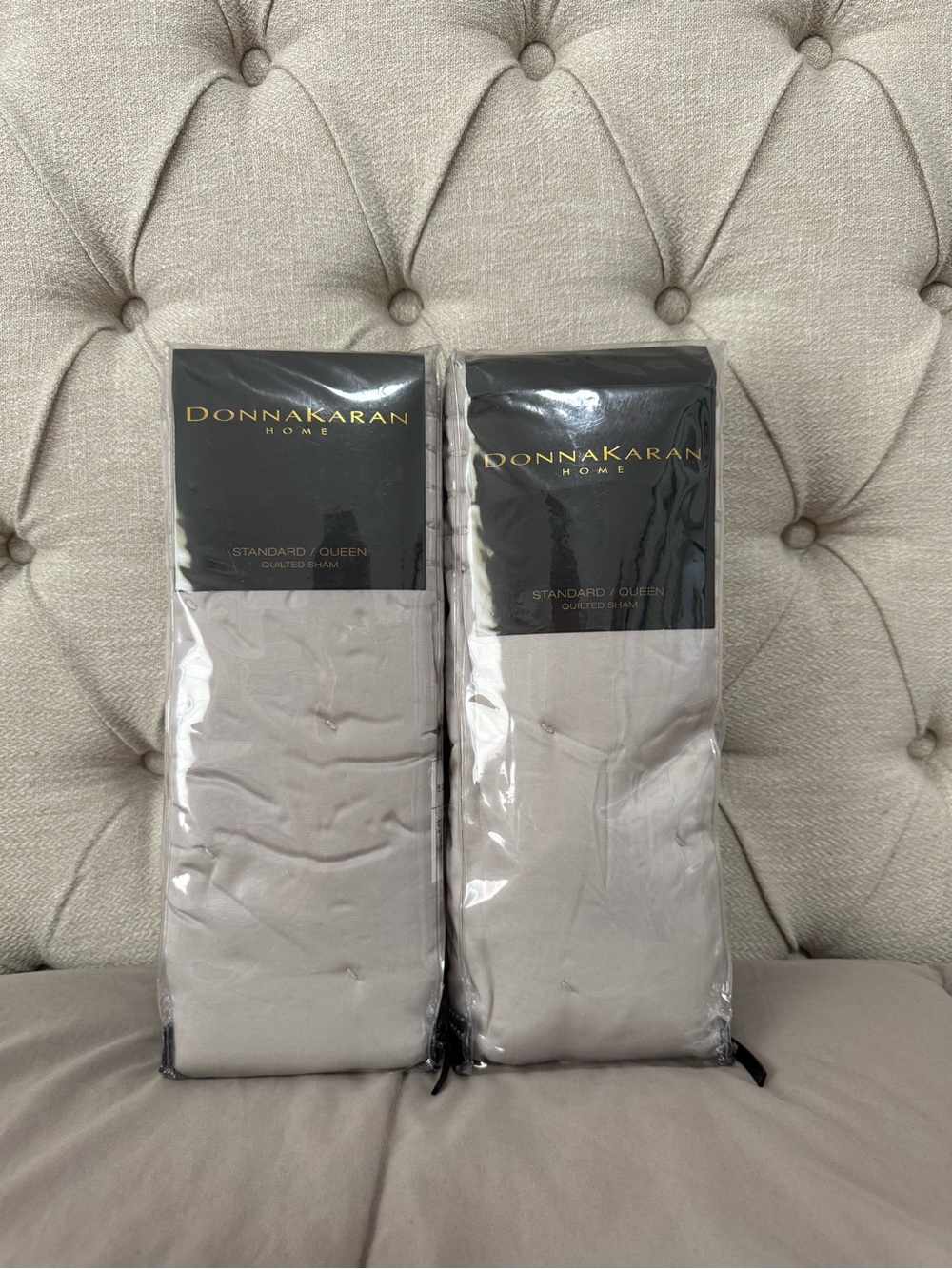2- NIP Donna Karan New York Essentials Silk Quilt Pillow Sham Platinum standard - Picture 2 of 4